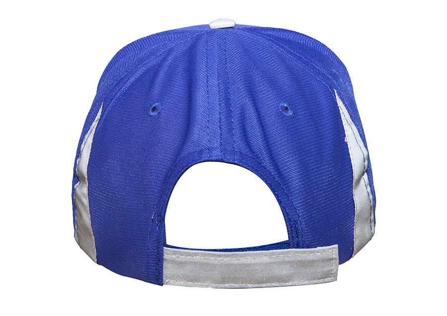 Baseball-Cap „Nice“ in Polyester mit Reflexsegmenten und silber-reflektierender Schirmkante, größenverstellbar für hohe Sichtbarkeit.