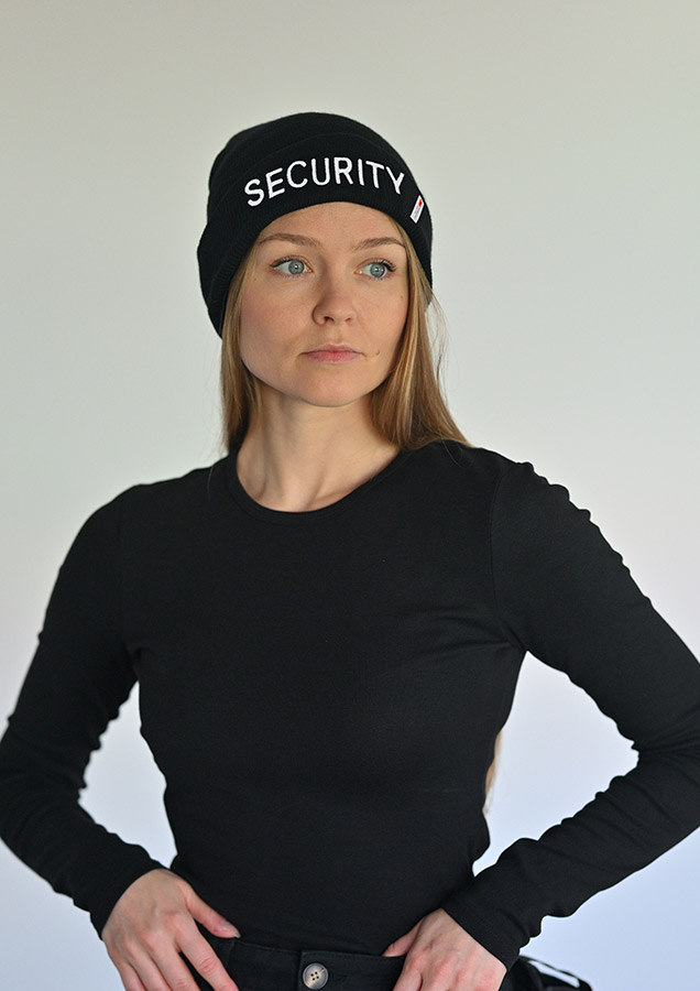„SECURITY” 3M Thinsulate Strickmütze „Dalvik” mit SECURITY Stick - Schwarz - One Size