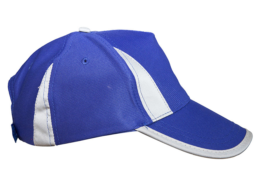 Baseball-Cap „Nice“ in Polyester mit Reflexsegmenten und silber-reflektierender Schirmkante, größenverstellbar für hohe Sichtbarkeit.