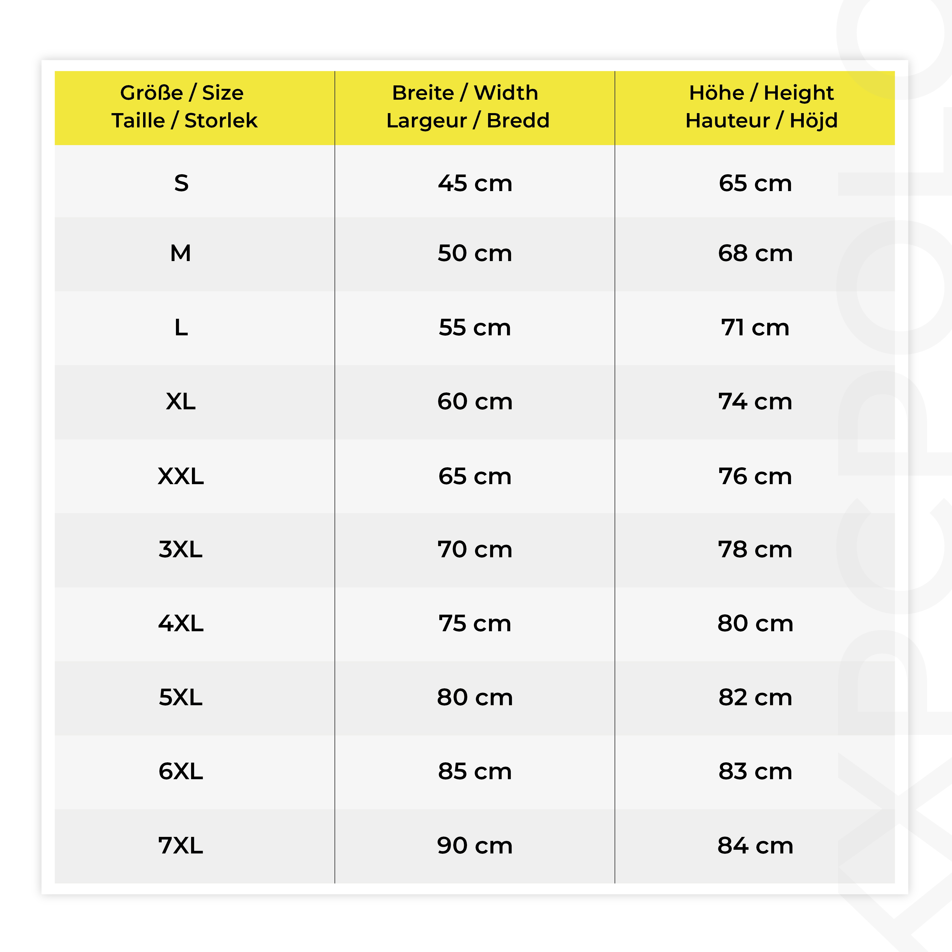 Größentabelle, Kleidungstabelle, Tabelle, Größen, Grössenverzeichnis, size chart, tabelle, kleidung, größen, messung